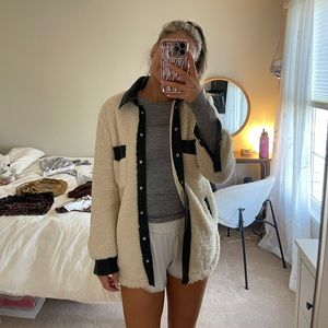 Black NYC Teddy and faux leather coat